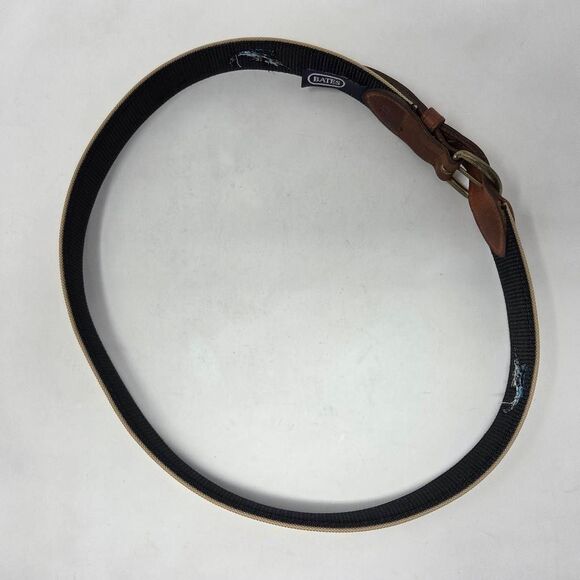 BATES WEB LEATHER BELT BROWN KHAKI HEAVY DUTY BRASS MARLIN FISHING MENS SIZE 36 - Picture 6 of 6